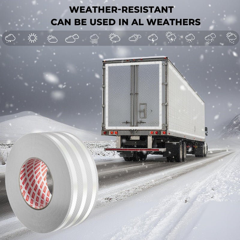 SWRT 2 Inch X 30 FT Reflective Tape Outdoor Waterproof DOT-C2 Fade Resistant White Reflective Tape Strong Adhesive Safety Warning Tape Reflector Conspicuity Tape for Trailer Trucks Bikes (Pack of 2) - Image 5